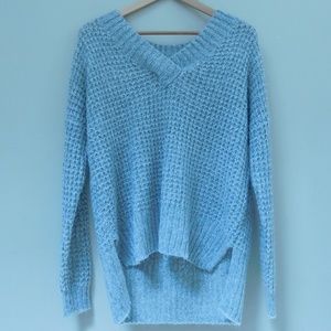 Hollister Silver Gray Knit V-Neck Sweater